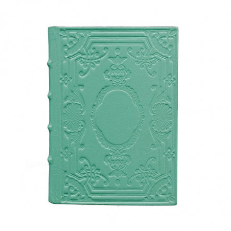 Türkisfarbenes Ledertagebuch, blaue Farbe mit Verzierung - Conti Borbone - Mailand - made in Italy