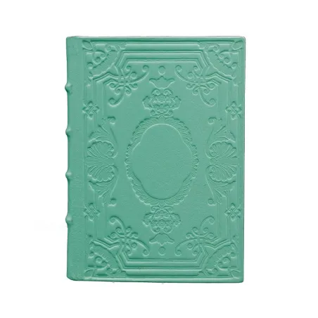 Türkisfarbenes Ledertagebuch, blaue Farbe mit Verzierung - Conti Borbone - Mailand - made in Italy