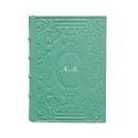 Türkisfarbenes Ledertagebuch, blaue Farbe mit Verzierung - Conti Borbone - Mailand - kursive Personalisierung - made in Italy