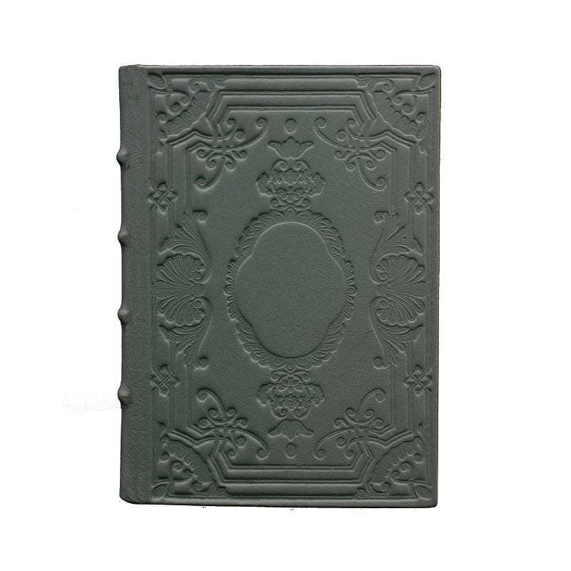 Anthracite Leather diary, gray color with decoration - Conti Borbone - Milan - made in Italy