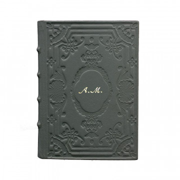 Anthracite Leather diary, gray color with decoration - Conti Borbone - Milan - italics personalized - made in Italy
