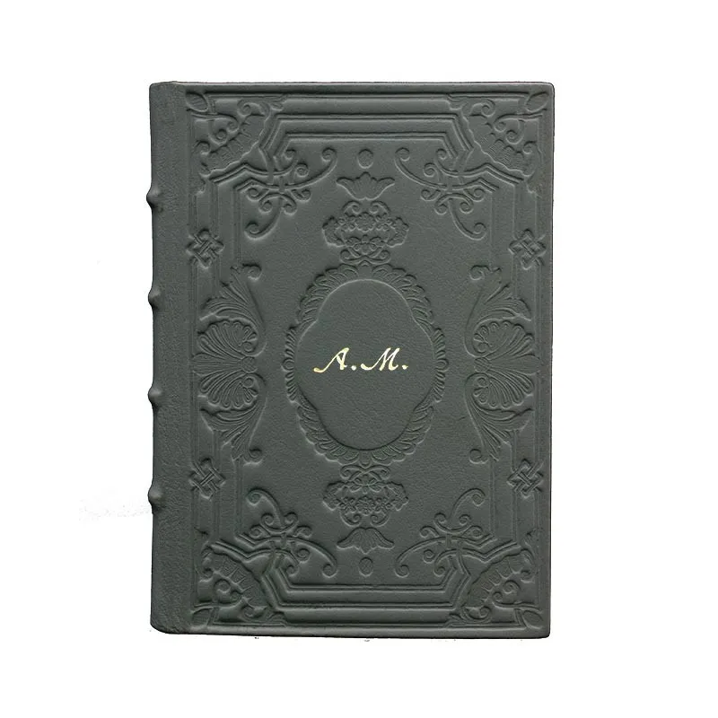 Agenda en cuir Antracite, couleur gris avec décoration - Conti Borbone - Milan - made in Italy - personnalisé italique