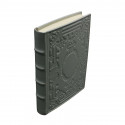 Anthracite Leather diary, gray color with decoration - Conti Borbone - Milan - spine - made in Italy