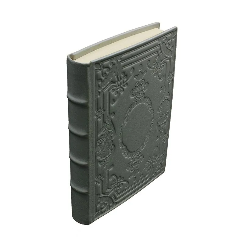 Agenda de piel antracita, color gris con decoración - Conti Borbone - Milán - lomo - made in Italy