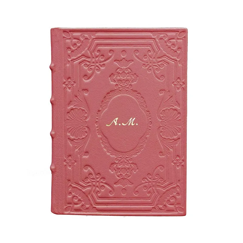 Fuchsia Lederkalender, rosa Farbe mit Dekoration - Conti Borbone - Mailand - kursiv personalisiert - made in Italy