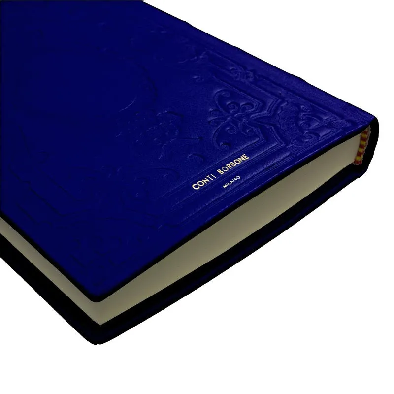 Bluette Lederkalender, blaue Farbe mit Dekoration - Conti Borbone - Mailand - Marke - made in Italy