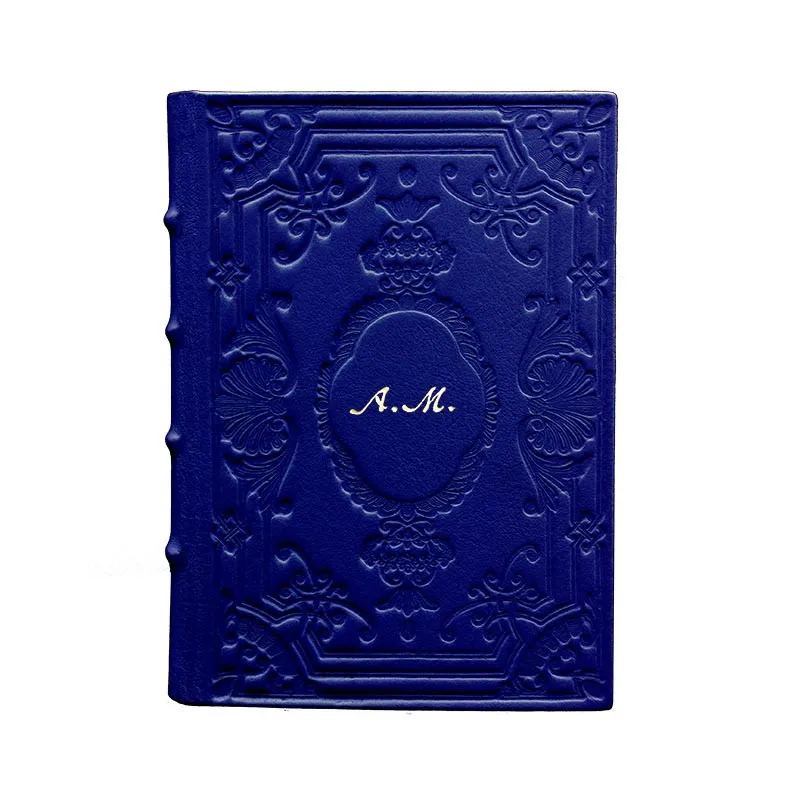 Bluette Lederkalender, blaue Farbe mit Dekoration - Conti Borbone - Mailand - kursiv personalisiert - made in Italy