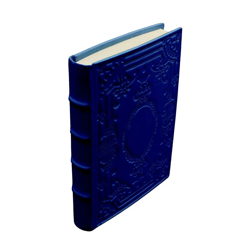 Bluette Lederkalender, blaue Farbe mit Dekoration - Conti Borbone - Mailand - Rücken - made in Italy