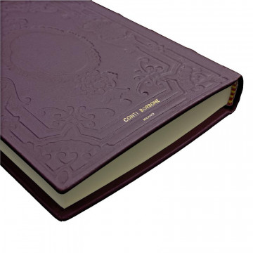 Aubergine Leather diary, violet color with decoration - Conti Borbone - Milan - brand - made in Italy