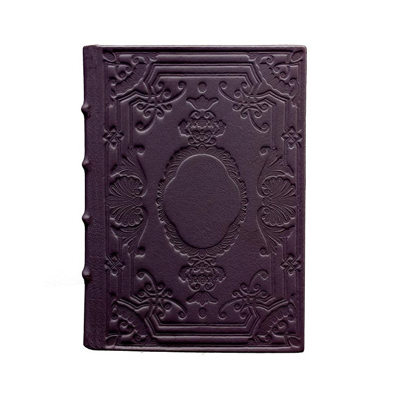 Aubergine Leather diary, violet color with decoration - Conti Borbone - Milan - made in Italy