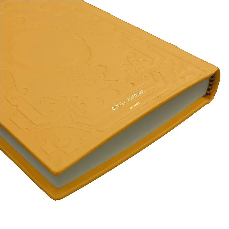 Sun Agenda de piel, color amarillo con decoración - Conti Borbone - Milán - marca - made in Italy