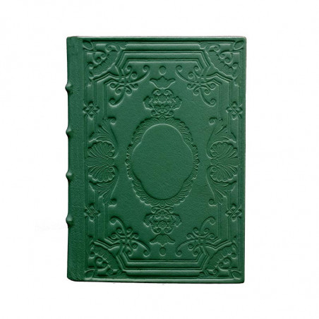 Pino leather diary, green color with decoration - Conti Borbone - Milan - made in Italy