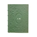 Aqua leather diary, sage color with decoration - Conti Borbone - Milan - made in Italy - Block letters