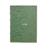 Diario in pelle Aqua colore salvia con decorazione - Conti Borbone - Milano - personalizzazion stampatello