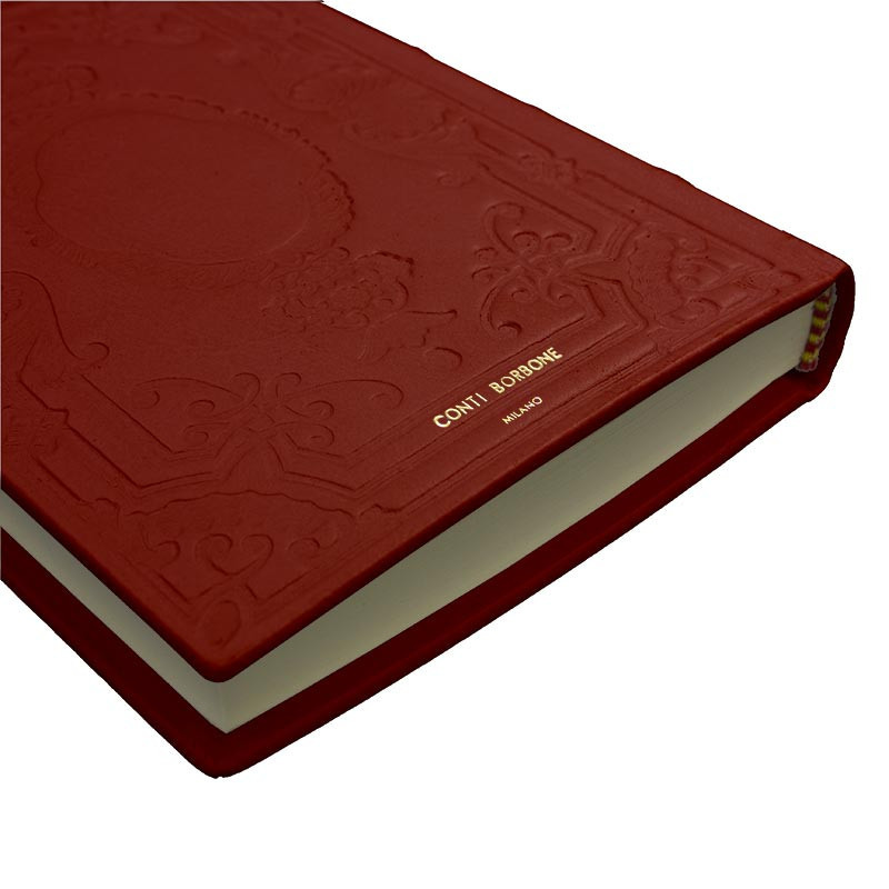 Strawberry Leather diary, red color with decoration - Conti Borbone - Milan - brand - made in Italy
