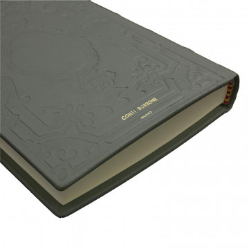 Graphite Leather diary, gray color with decoration - Conti Borbone - Milan - brand - made in Italy