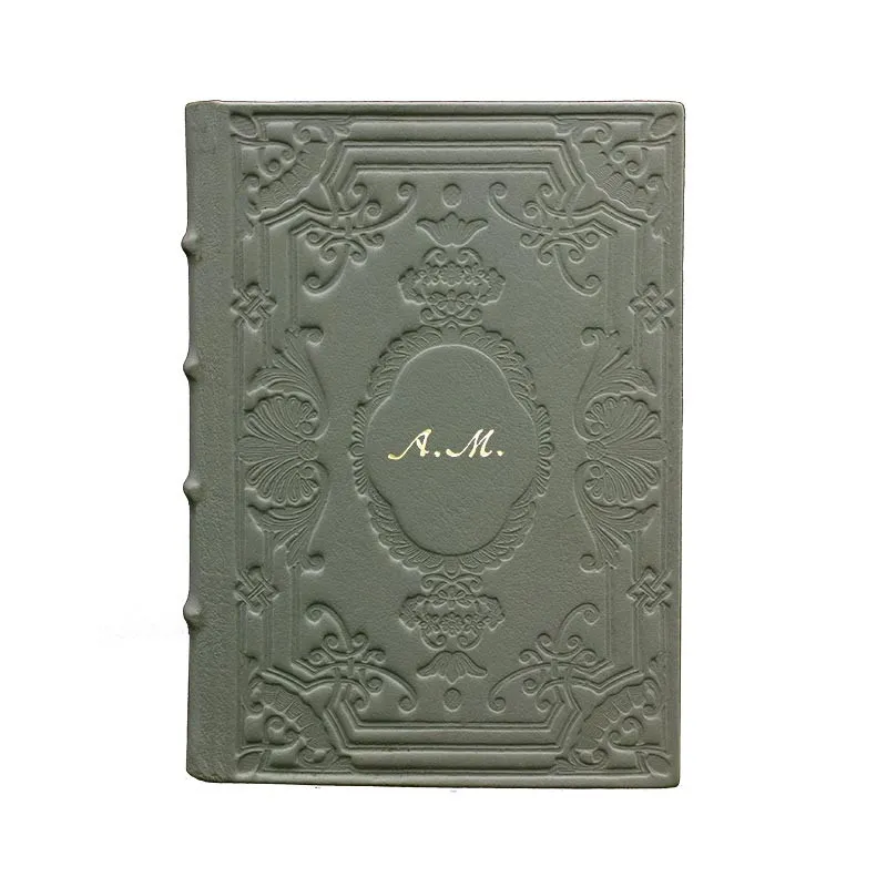 Agenda en cuir Graffite, couleur gris avec décoration - Conti Borbone - Milan - made in Italy - personnalisé italique