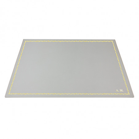 Sottomano pelle Ghiaccio, pelle di vitello bianco - Conti Borbone - Tappetino personalizzabile - decorazione 90 - stampatello