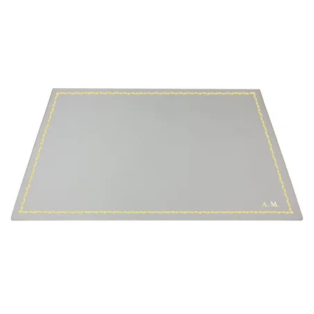 Sottomano pelle Ghiaccio, pelle di vitello bianco - Conti Borbone - Tappetino personalizzabile - decorazione 90 - stampatello