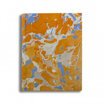 Photo album in marbled paper orange blue coral white Viviana - Conti Borbone - standard