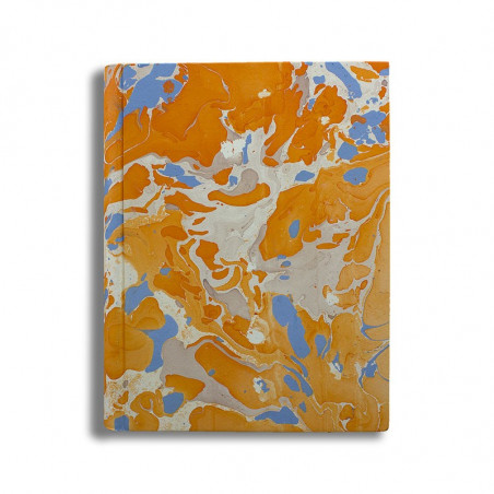 Photo album in marbled paper orange blue coral white Viviana - Conti Borbone - standard