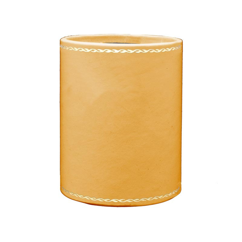 Sun leather pen holder - Conti Borbone - Pen holder in yellow calf leather - decoration 90