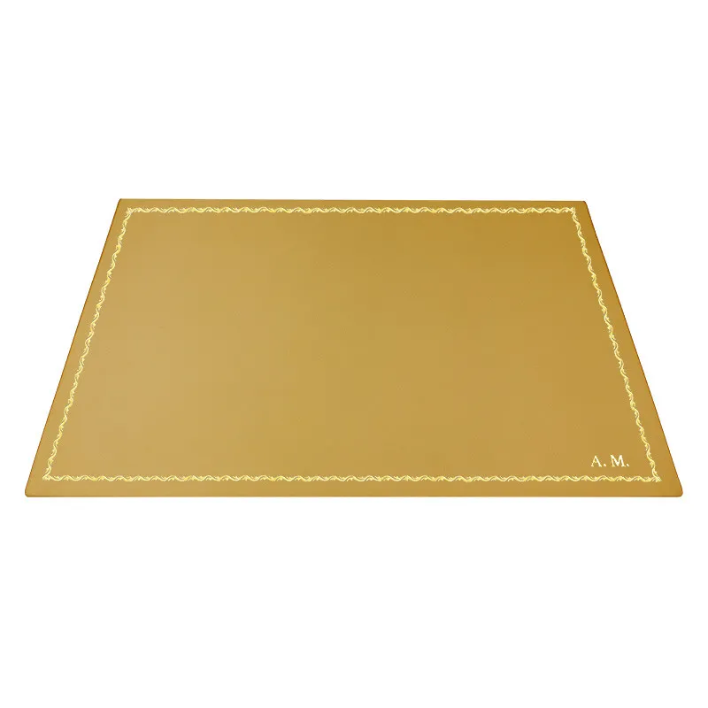 Sottomano pelle Ocra, pelle di vitello giallo - Conti Borbone - Tappetino personalizzabile - decorazione 90 - stampatello