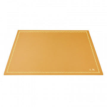 Sun leather desk pad, yellow calf leather - Conti Borbone - Customizable mat - decoration 90 - Block letters