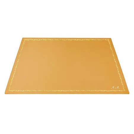 Sonnenleder Schreibtischunterlage, gelbes Kalbsleder - Conti Borbone - Personalisierbare Unterlage - Dekoration 150 - kursiv