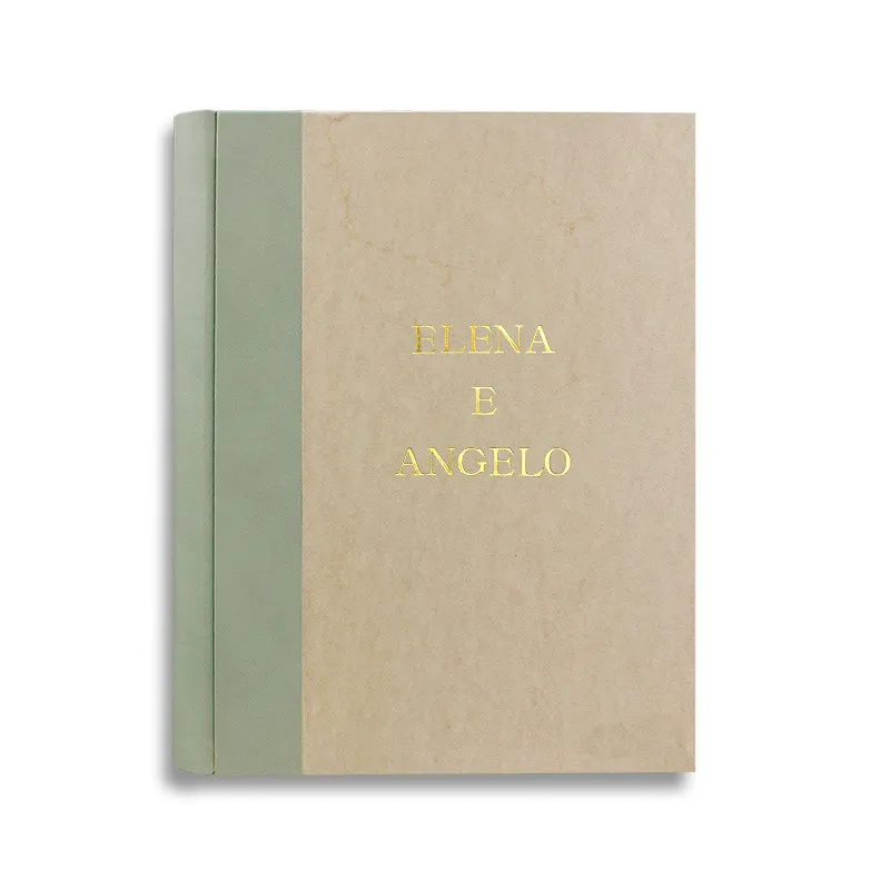 Photo album Aqua with leather spine in blue color and parchment paper - Conti Borbone - block letters customization