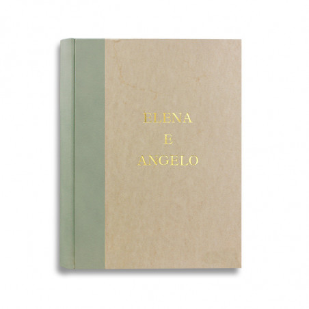 Photo album Aqua with leather spine in blue color and parchment paper - Conti Borbone - block letters customization