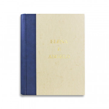 Album foto Bluette con dorso in pelle Blu e carta pergamena - Conti Borbone - personalizzazione stampatello