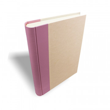 Camelia photo album with leather back in pink color and parchment paper - Conti Borbone - spine