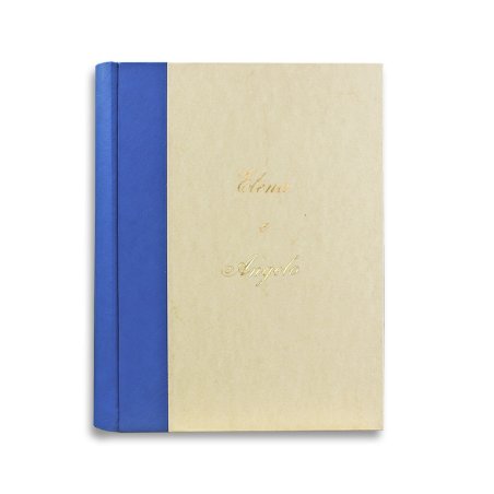 Fotoalbum Cobalt mit hellblauem Lederrücken und Pergamentpapier - Conti Borbone - kursiv personalisierbar
