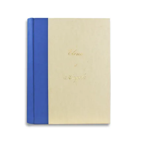Fotoalbum Cobalt mit hellblauem Lederrücken und Pergamentpapier - Conti Borbone - kursiv personalisierbar