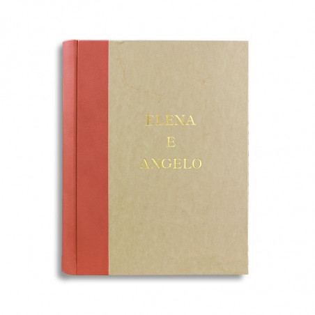 Photo album Corallo with orange leather spine and parchment paper - Conti Borbone - block letters customization
