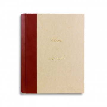 Photo album Strawberry with red leather spine and parchment paper - Conti Borbone - italic customization