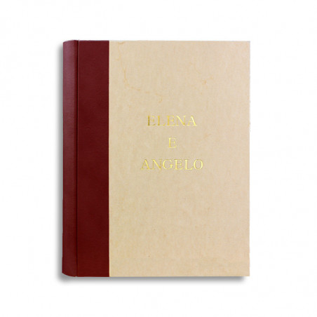 Photo album Rubino with burgundy leather spine and parchment paper - Conti Borbone - block letters customization