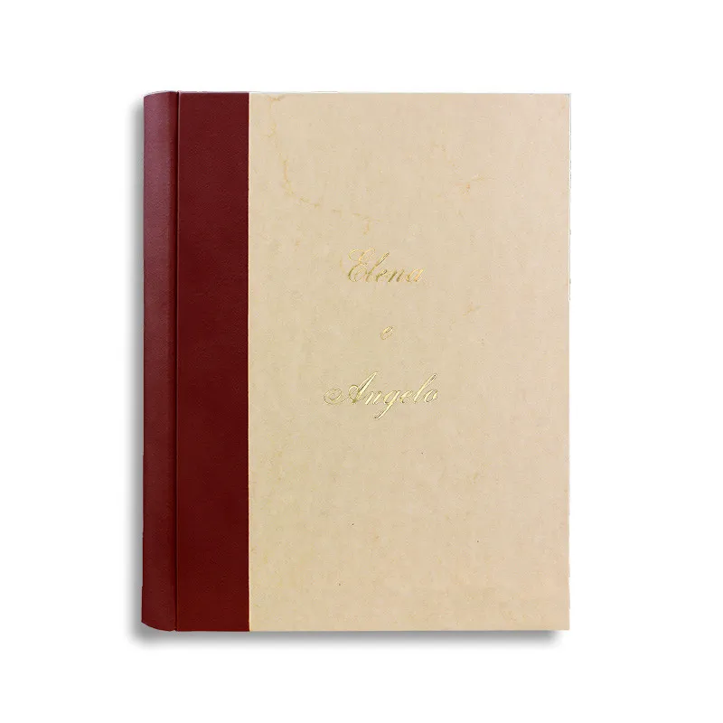 Fotoalbum Rubino mit burgunderrotem Lederrücken und Pergamentpapier - Conti Borbone - kursiv personalisiert