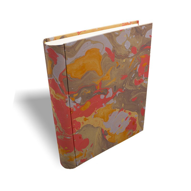 Photo album in marbled paper orange brown coral white Elisa - Conti Borbone - standard prospective