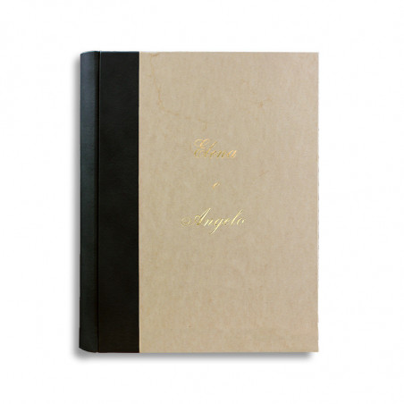 Photo album Dark with black leather spine and parchment paper - Conti Borbone - italics customization