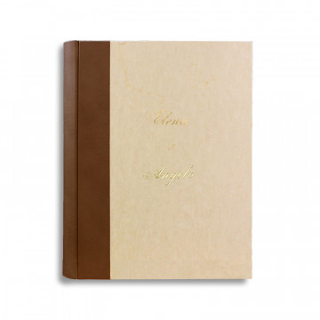 Photo album Cuoio with light brown leather spine and parchment paper - Conti Borbone - italics customization