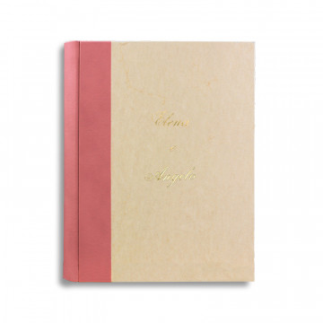 Photo album Fuxia with pink leather spine and parchment paper - Conti Borbone - italics customization