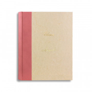 Album photo Fuxia avec dos en cuir rose et papier parchemin - Conti Borbone - italique personnalisable