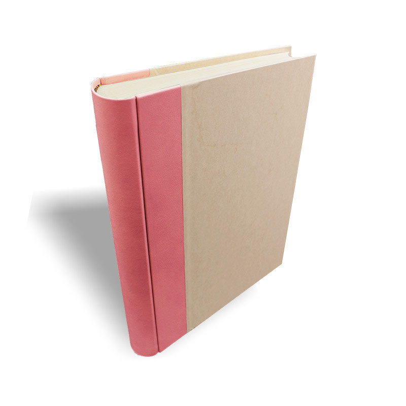 Photo album Fuxia with pink leather spine and parchment paper - Conti Borbone - spine