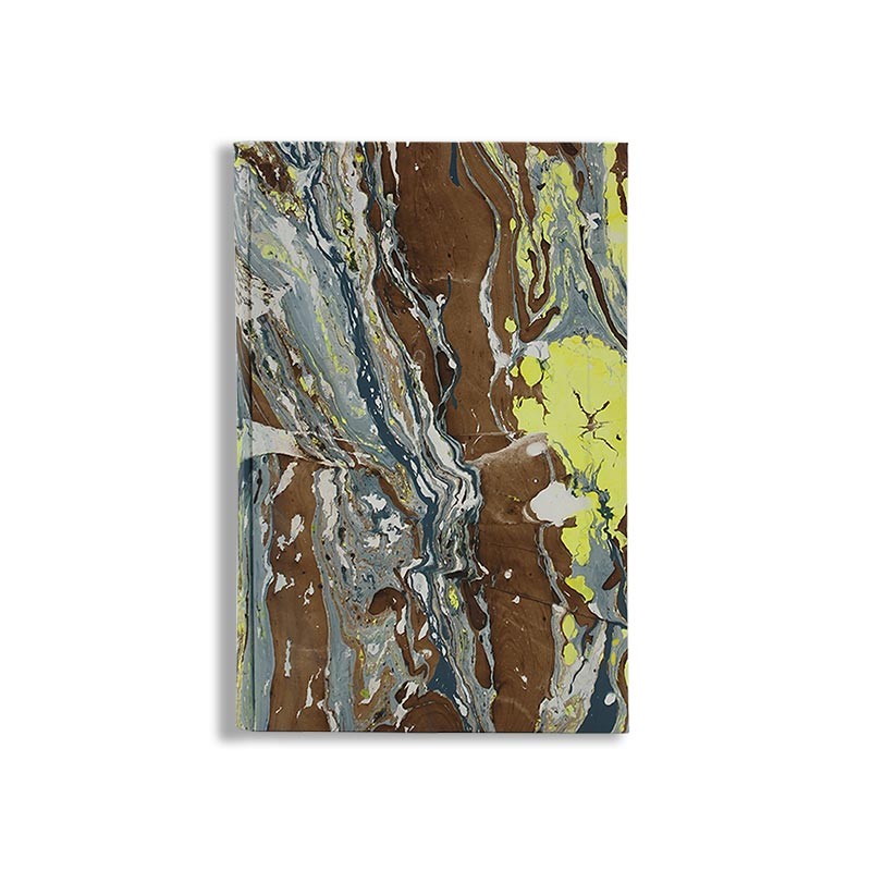 Marbled paper notebook yellow, brown and gray Massimo - Conti Borbone - Made in Italy