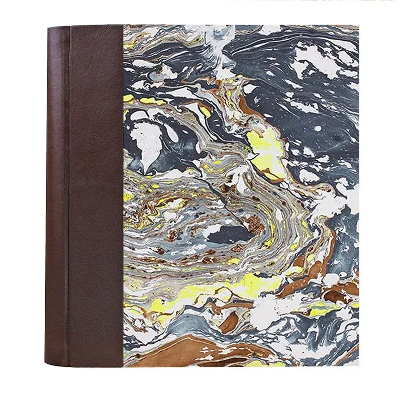 Photo album Cioccolato - leather and marbled paper - Conti Borbone
