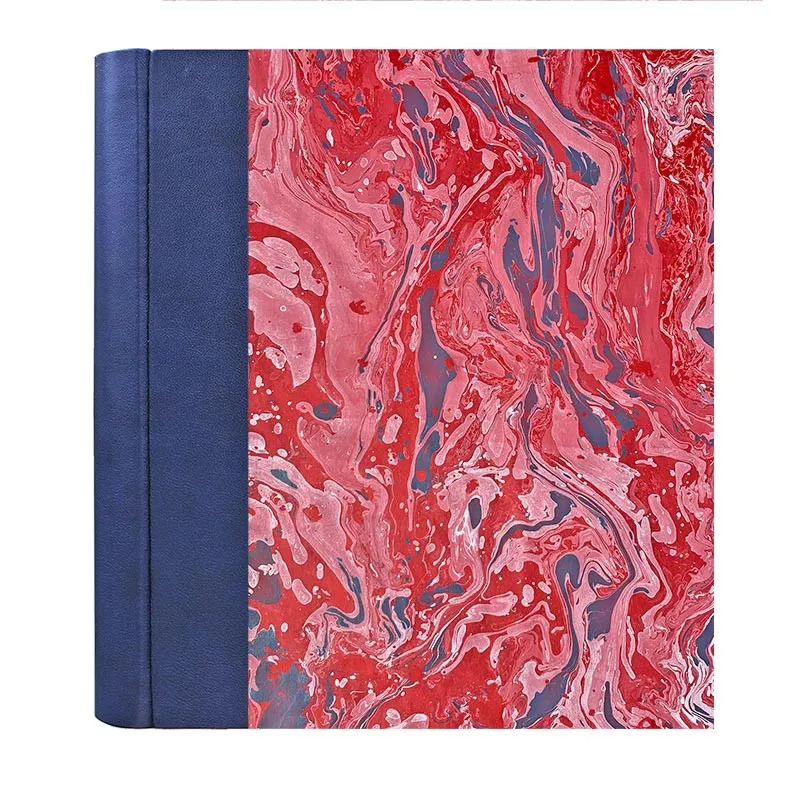 Photo album Bluette - leather and marbled paper - Conti Borbone