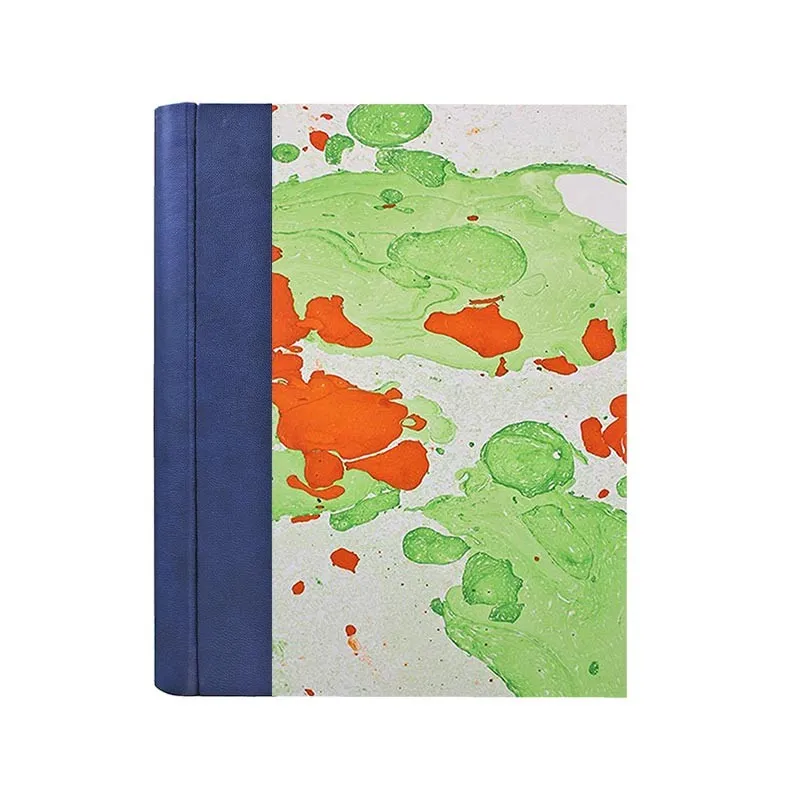 Photo album Bluette - leather and marbled paper - Conti Borbone