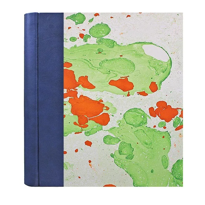 Photo album Bluette - leather and marbled paper - Conti Borbone